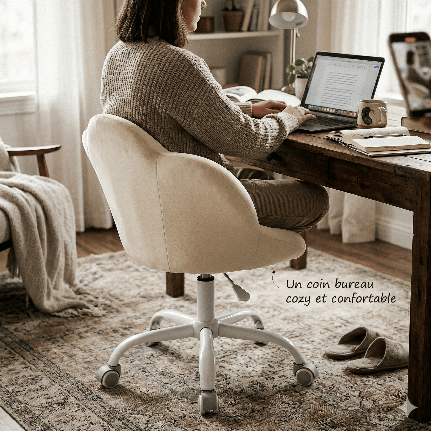 Chaise de bureau enfant Bloom Velvet™ | design fleur et velours