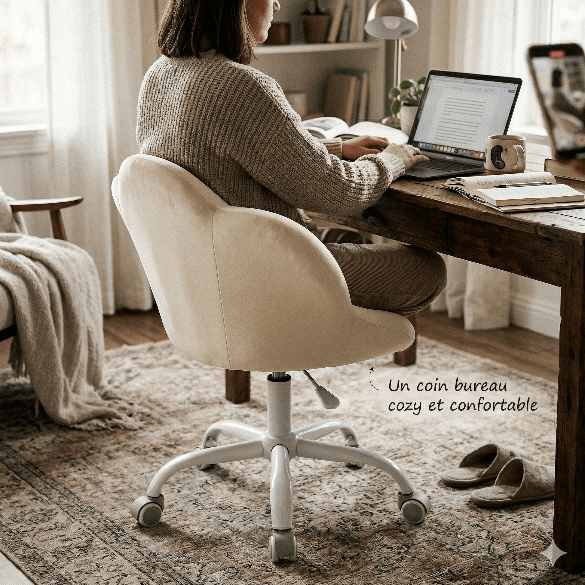 Chaise de bureau enfant Bloom Velvet™ | design fleur et velours