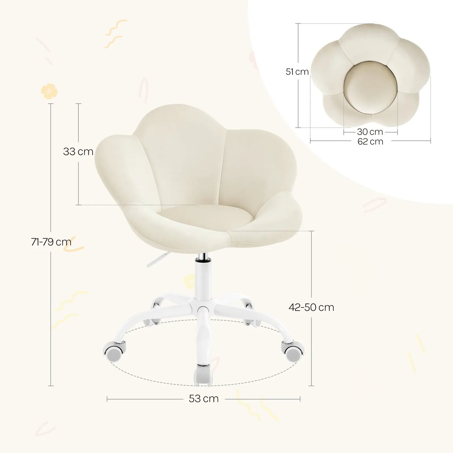 Chaise de bureau enfant Bloom Velvet™ | design fleur et velours