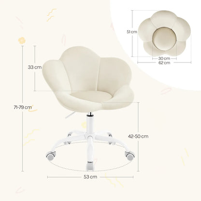 Chaise de bureau enfant Bloom Velvet™ | design fleur et velours